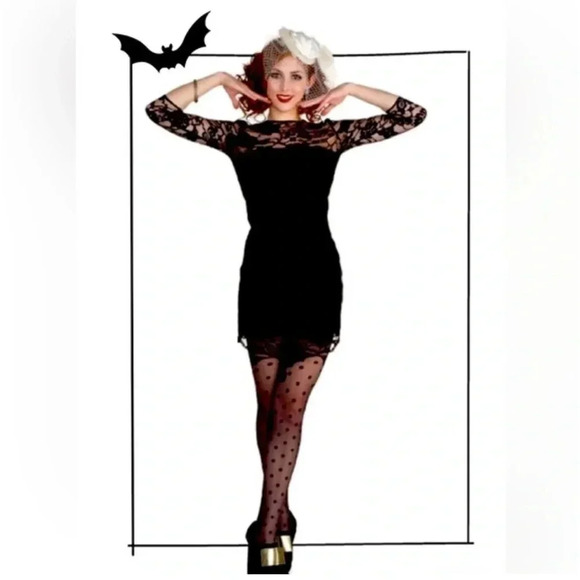 ModCloth So Noir, So Good Black Lace 3/4 Sleeve Dress by BB Dakota Size 6 Small - Picture 5 of 7
